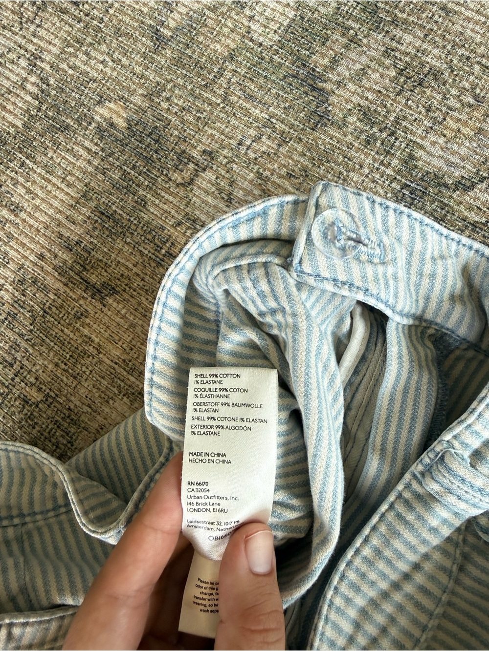 Pilcro High Rise Wide Leg Painter Pants Utility Blue & White Stripe Size 31 - Picture 8 of 10